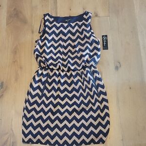 NWT Navy Blue And Brown Dress With Pockets Plus Size 16